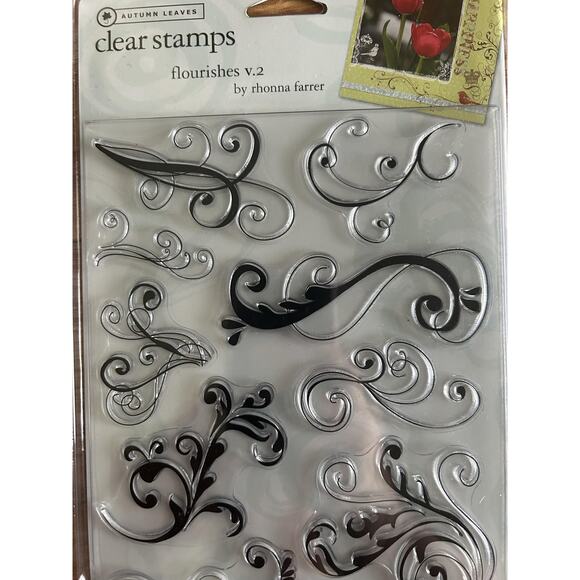Autumn Leaves Clear Stamps Flourishes v2 Rhonna Farrer Technique Tuesday WhirlyG - Picture 14 of 16